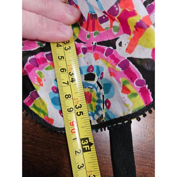 Vintage y2k Nanette Lepore Dress 8 Boho Babydoll Floral Fit & Flare Silk Cotton - Picture 7 of 8